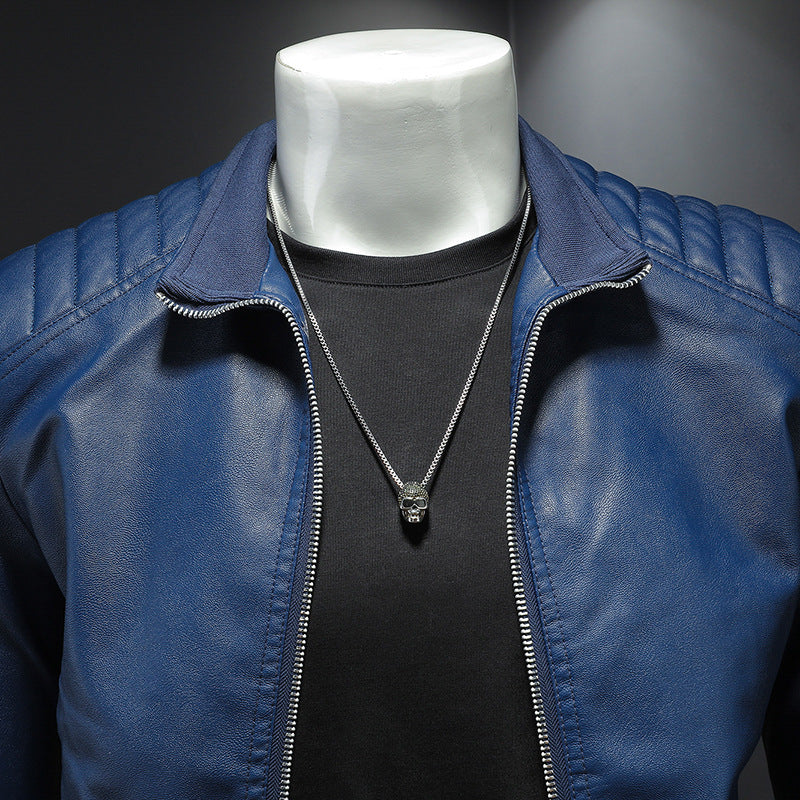 Men's Thin Leather Motorcycle Jacket