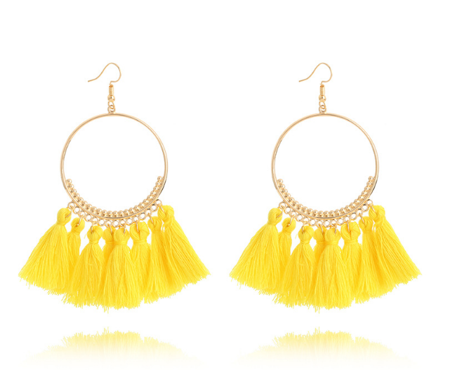 Big Round Fringe Drop Earrings