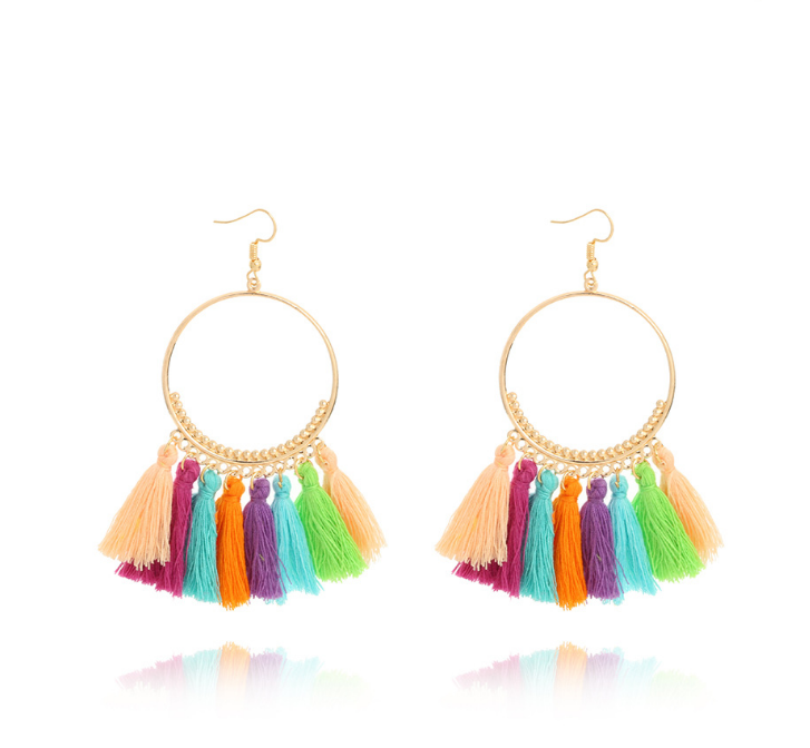 Big Round Fringe Drop Earrings