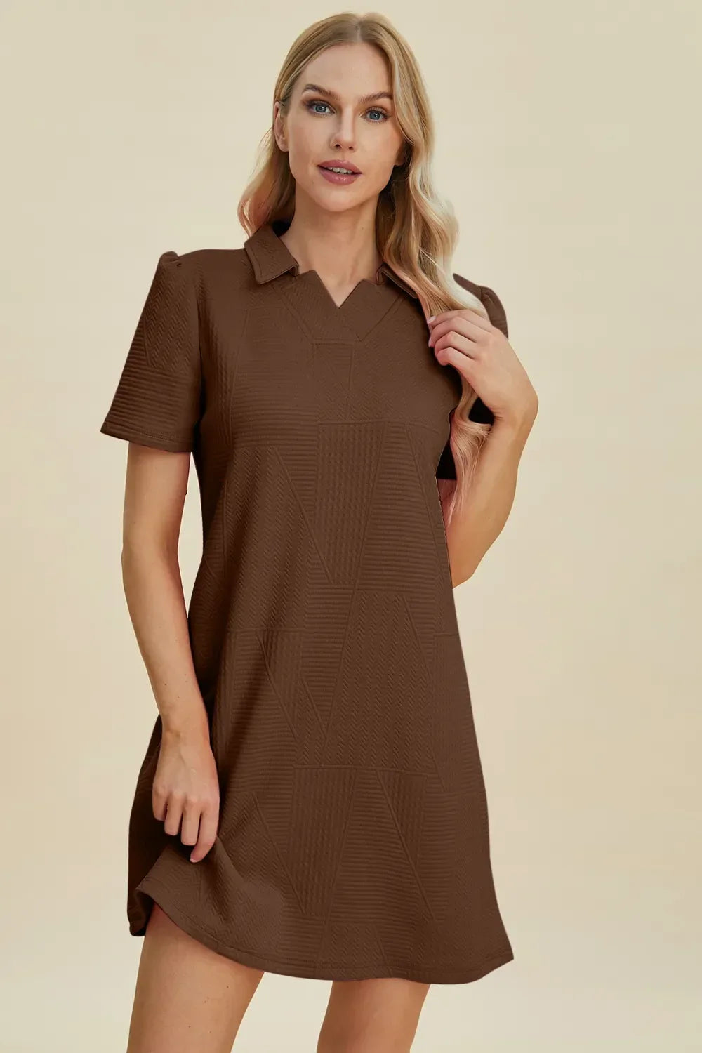 Texture Short Sleeve Polo Dress Bazarre Mart Polo Dress