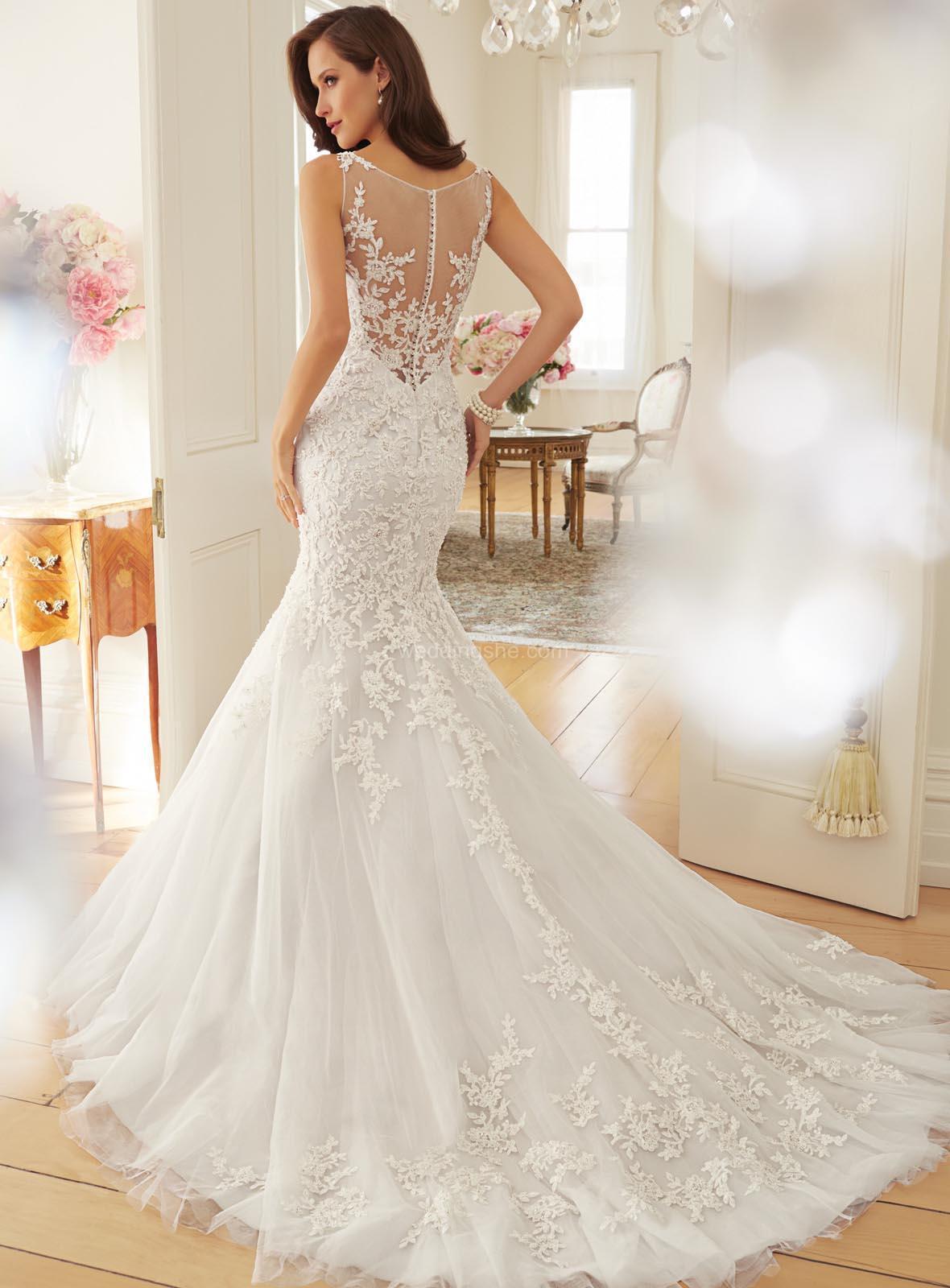 Fishtail Slim Sleeveless Lace Wedding Dress