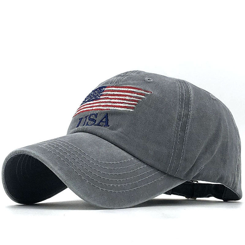 Washed Distressed USA Flag Baseball Cap