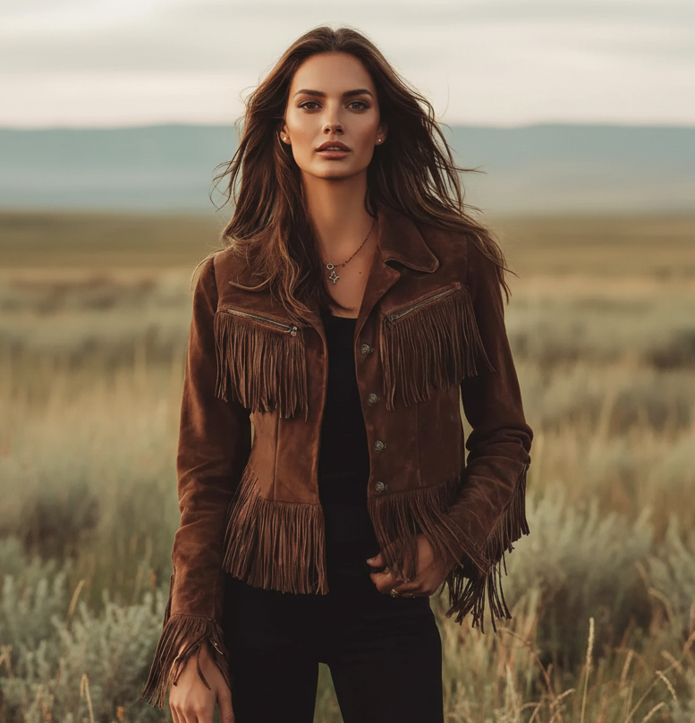 Suede Fringe Button Up Jacket Bazaare Mart Suede Fringe Button Up Jacket