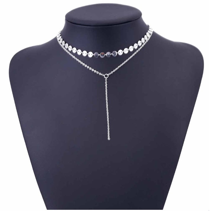 Three Layer Lariat Y Choker Necklace