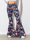 Printed High Waist Flare Leg Pants Floral Bazarre Mart Flare Leg Pants