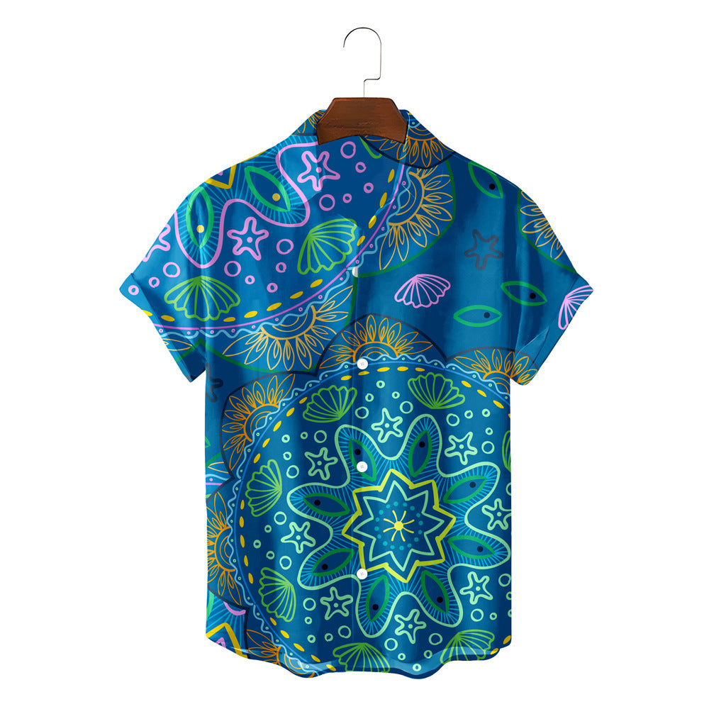 Short Sleeve Printed Button Up Casual Shirts
