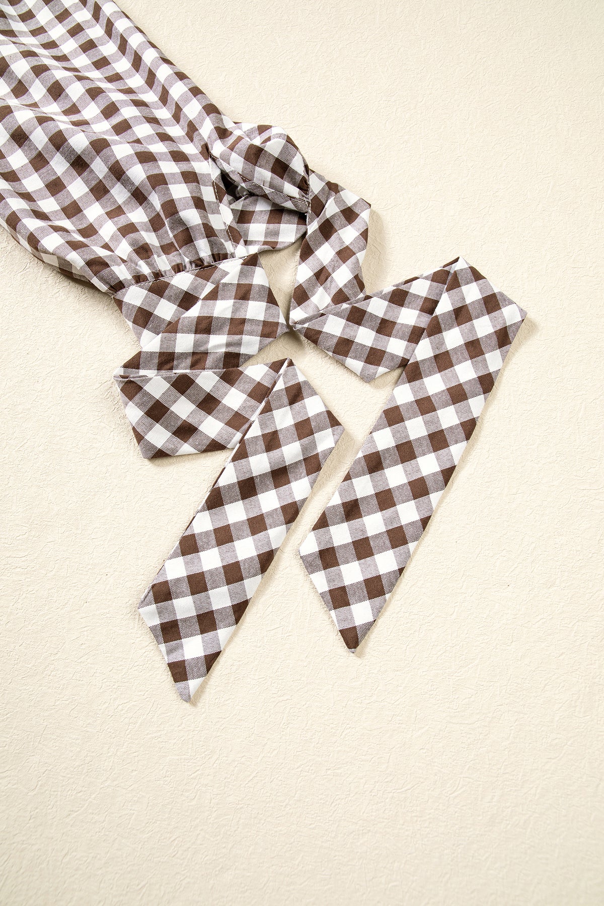 Brown Plaid Ruffle-Front Button Down Shirt