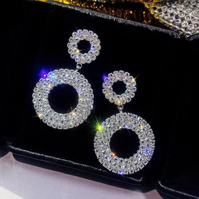 Double Hoop Rhinestone Earrings