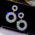 Double Hoop Rhinestone Earrings Silver Bazaare Mart Retro Rhinestone Earrings