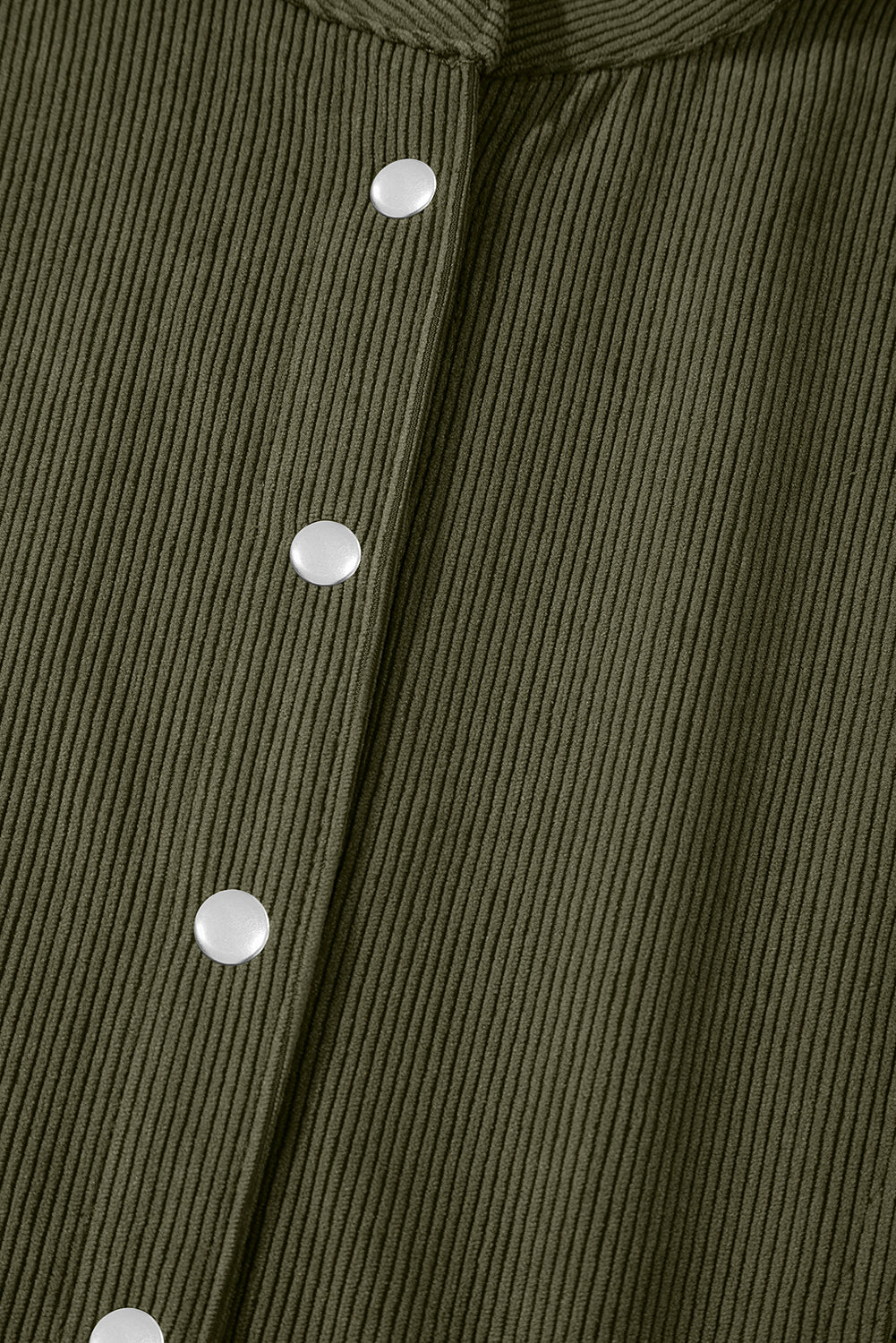 Army Green Corduroy 1/4 Snap Empire Waist Bracelet Sleeve Dress