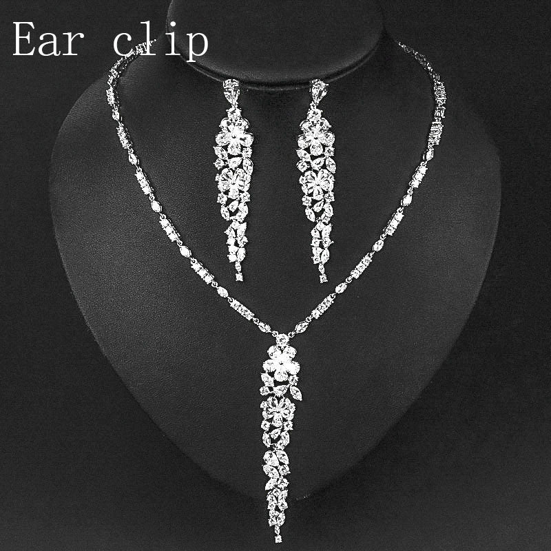 Dazzling Floral Cascade Necklace & Earring Set