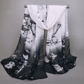 Printed Chiffon Scarf For Women Black and white Bazaare Mart Scarves