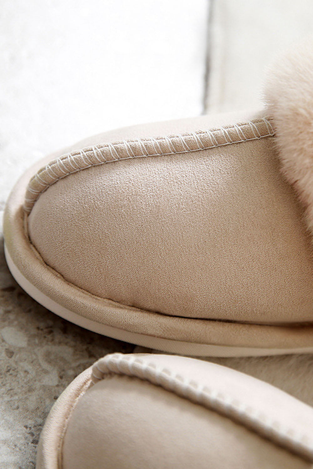 Khaki Faux Suede Plush Lined Slippers