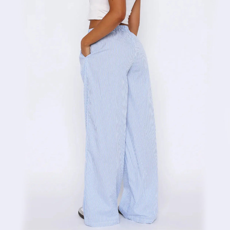 Pin Striped Wide Straight Leg Pants