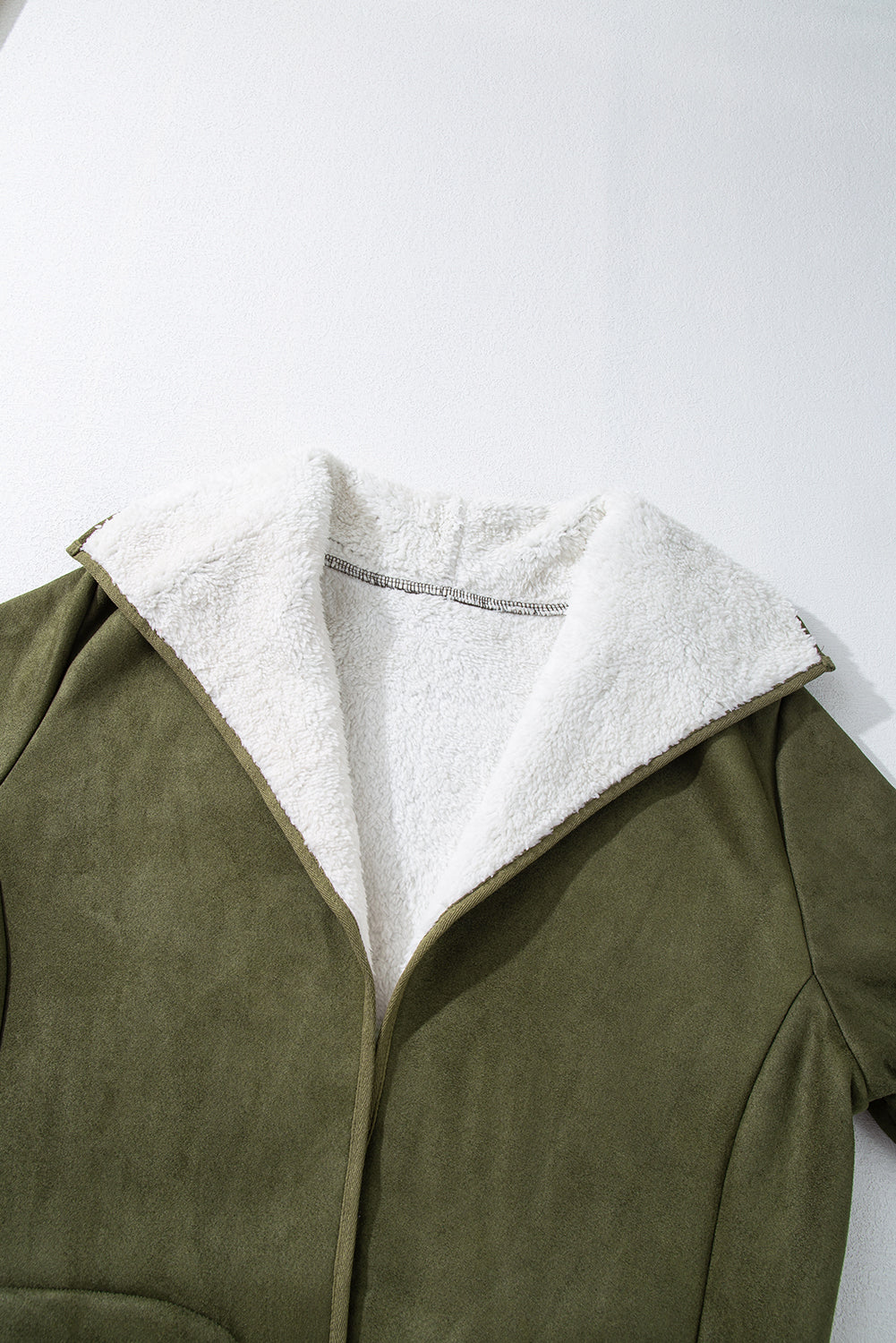 Green Faux Suede Fleece Lined Jacket