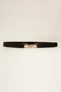 Gold Buckle Elastic Belt Black One Size Bazaare Mart Alloy Buckle Elastic Belt