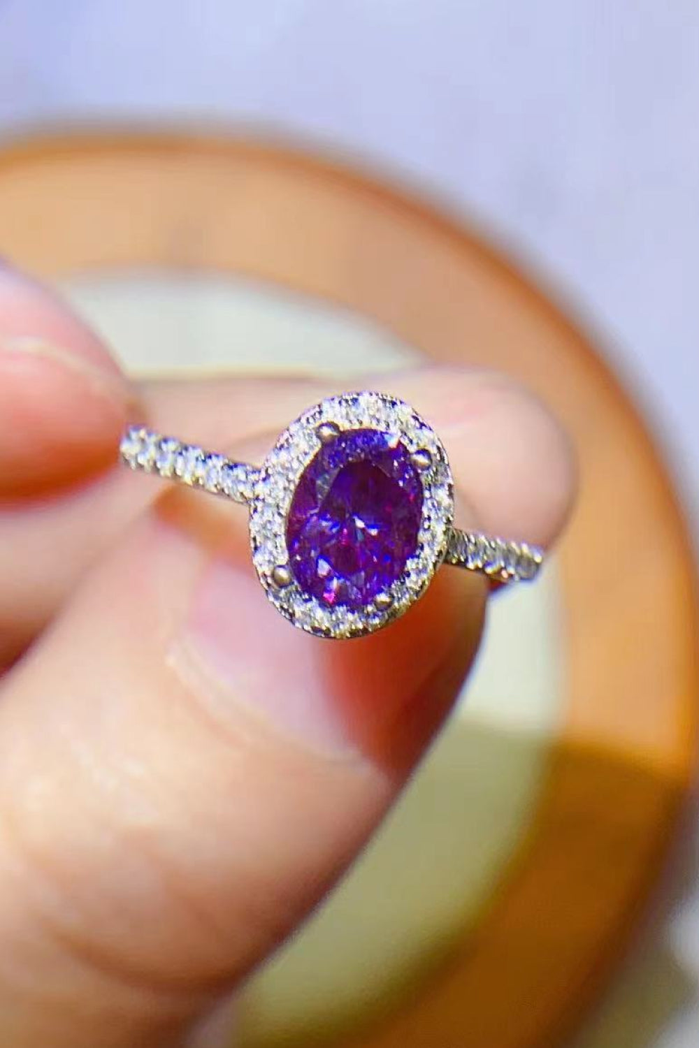 Purple Moissanite Ring