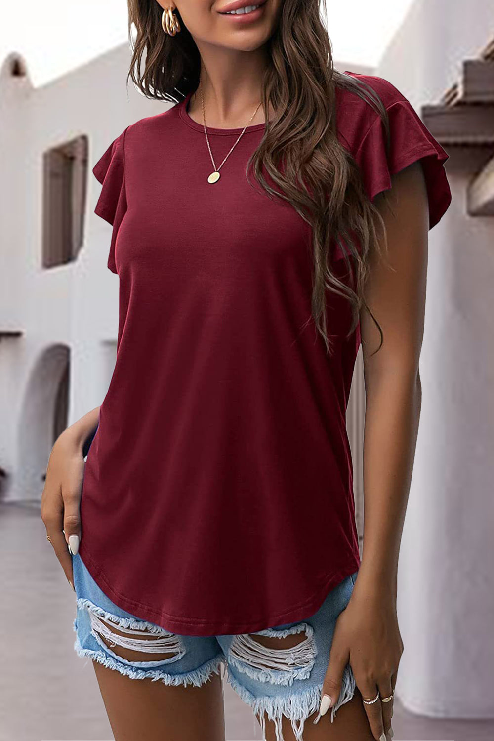 Wine Flutter Sleeve Tee