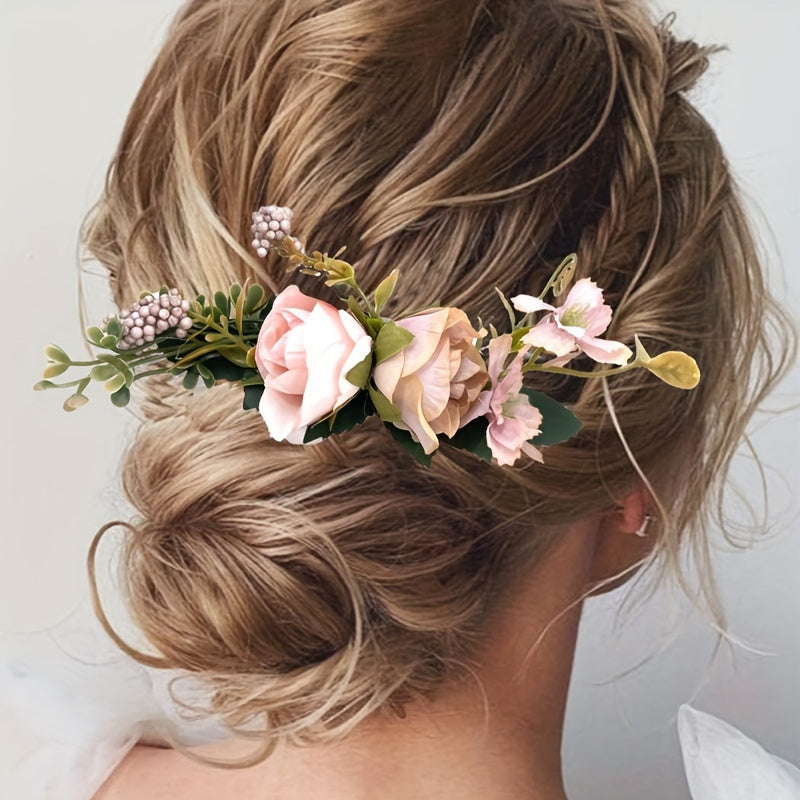 Elegant Fabric Roses Hair Combs