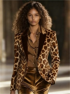 Fitted Vintage Velvet Print Blazer