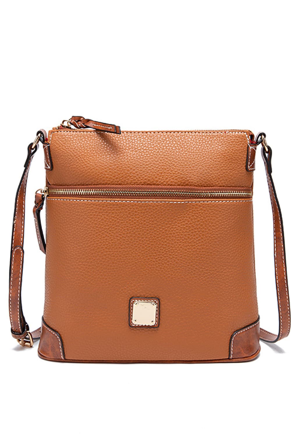 Taupe PU Leather Crossbody Bag