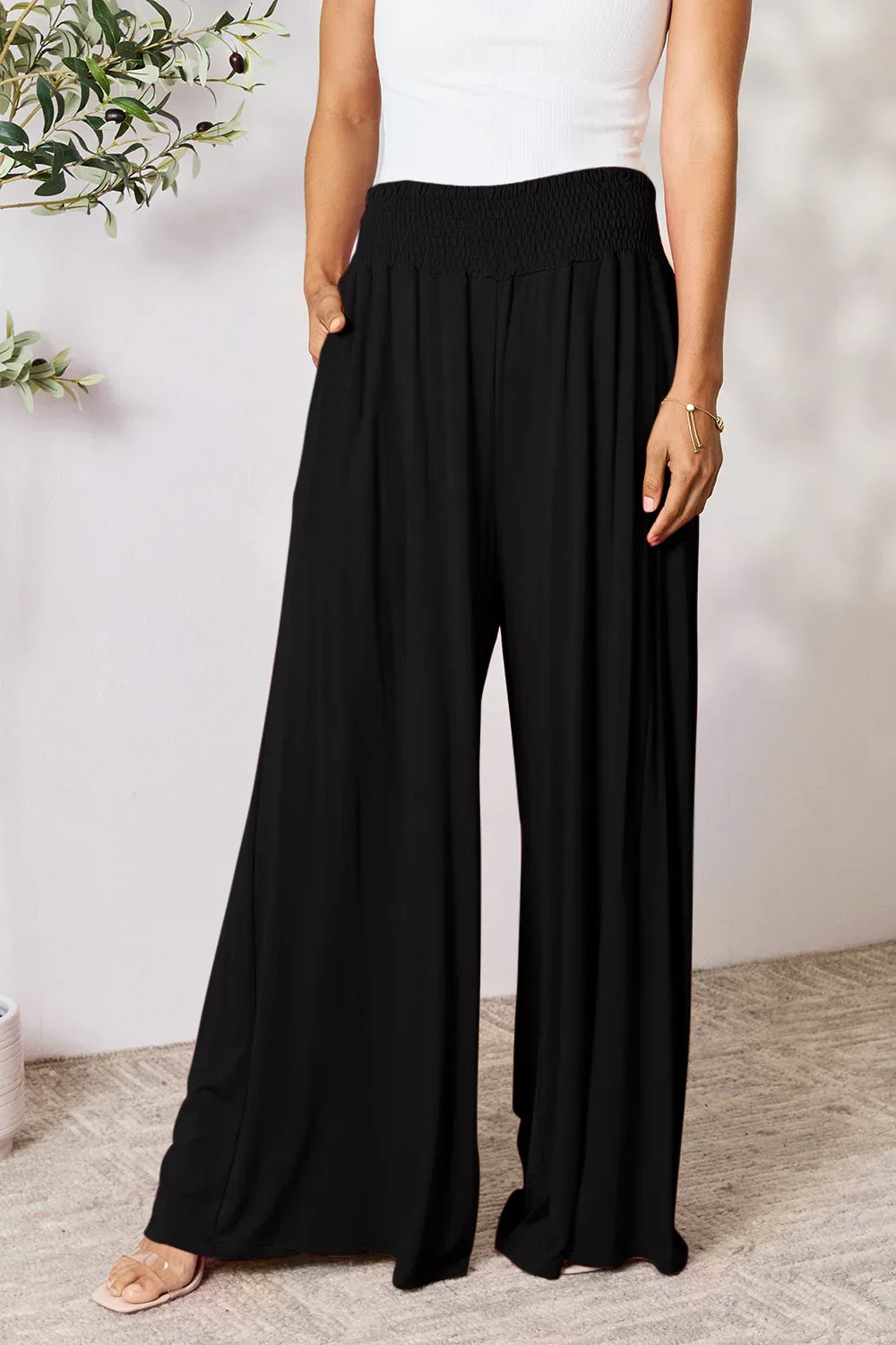 Solid Color Rayon Palazzo Pants Black Trendsi Palazzo Pants