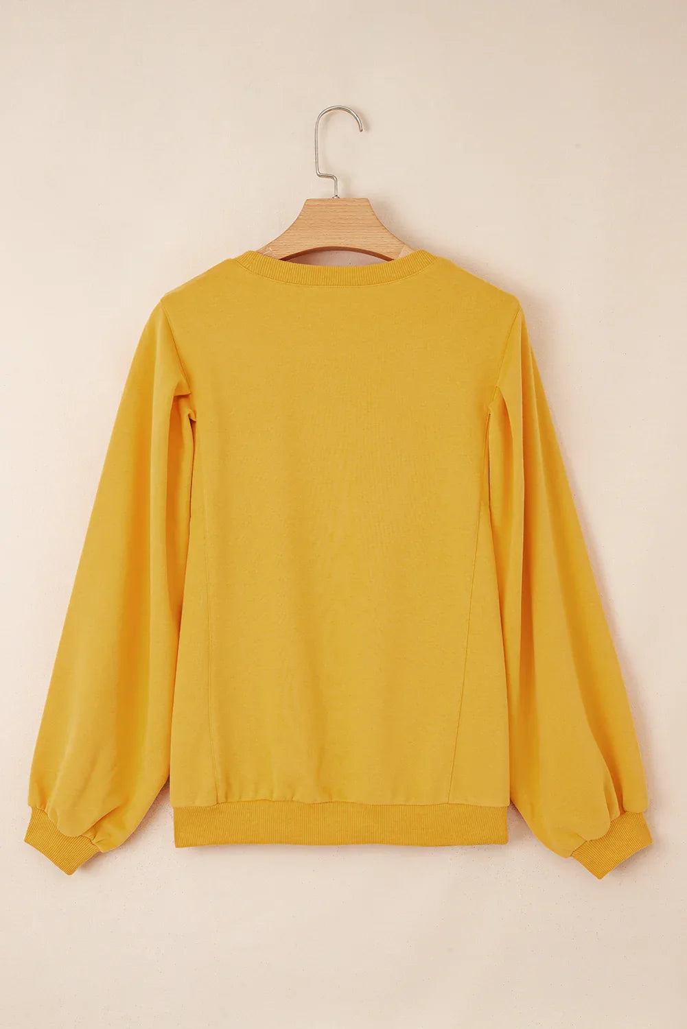 Citrus Pleated Balloon Sleeve Pullover Solid Sweatshirt Bazaare Mart Tops/Sweatshirts & Hoodies