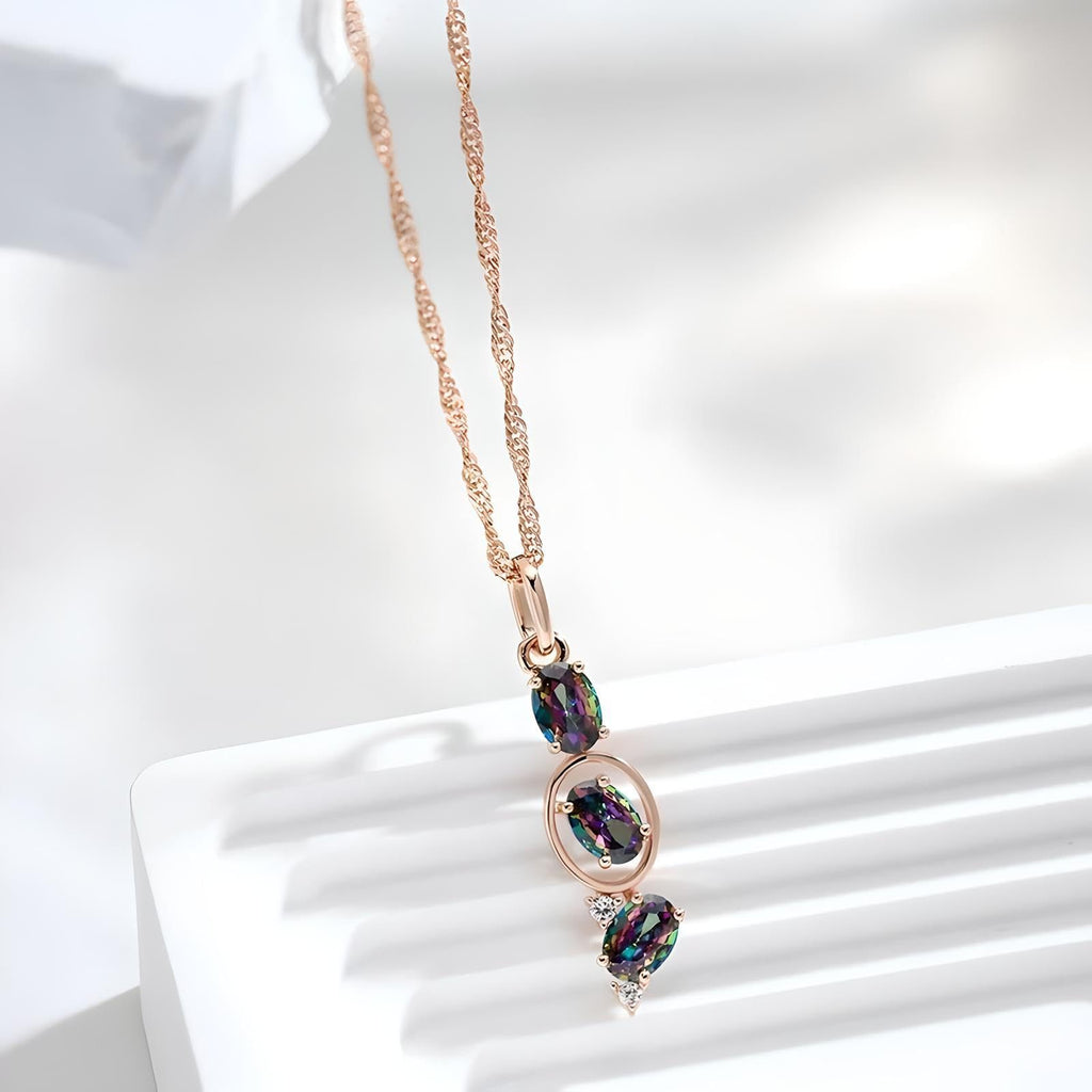 Triple Rainbow Zircon Necklace