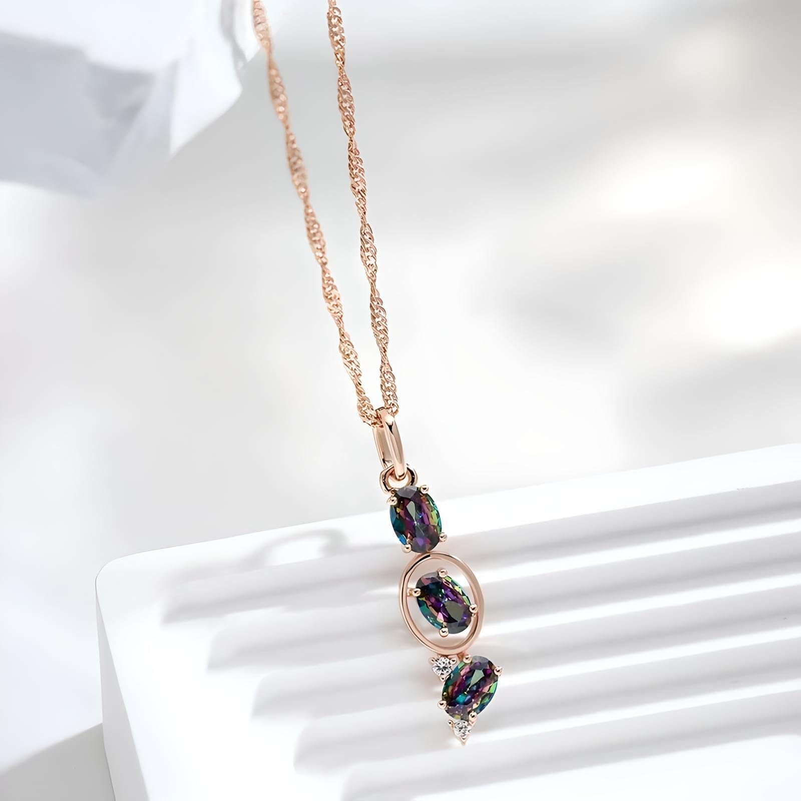 Triple Rainbow Zircon Necklace