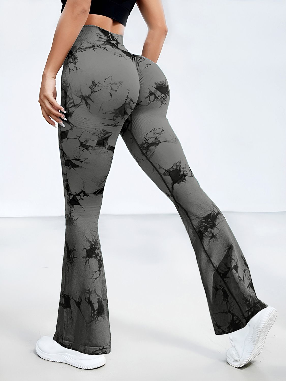 Dark Grey Tie-Dye Bootcut Leggings