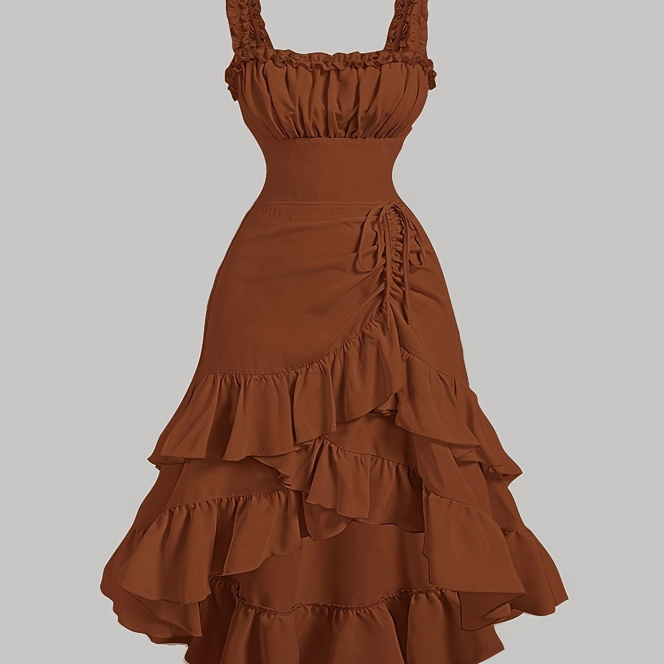 Romantic Multi-Layer Vintage Ruffled Hem Dress