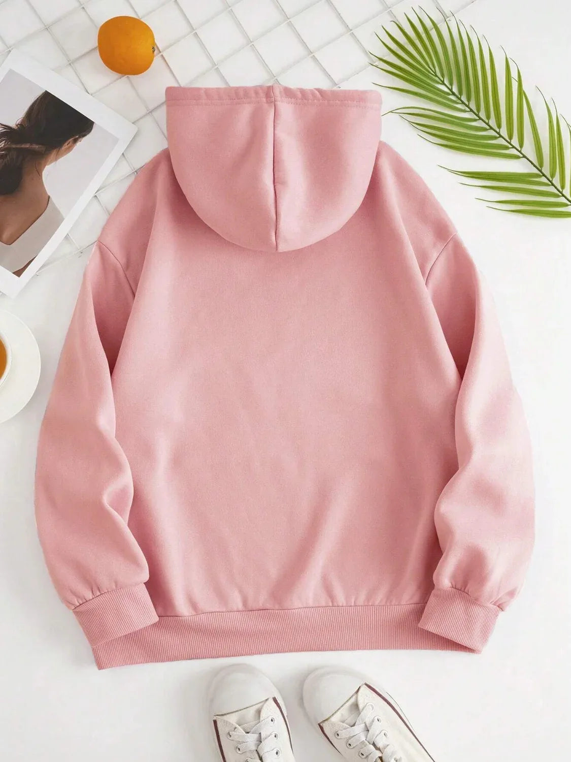 Plain Dropped Shoulder Hoodie Trendsi Drawstring Dropped Shoulder Hoodie