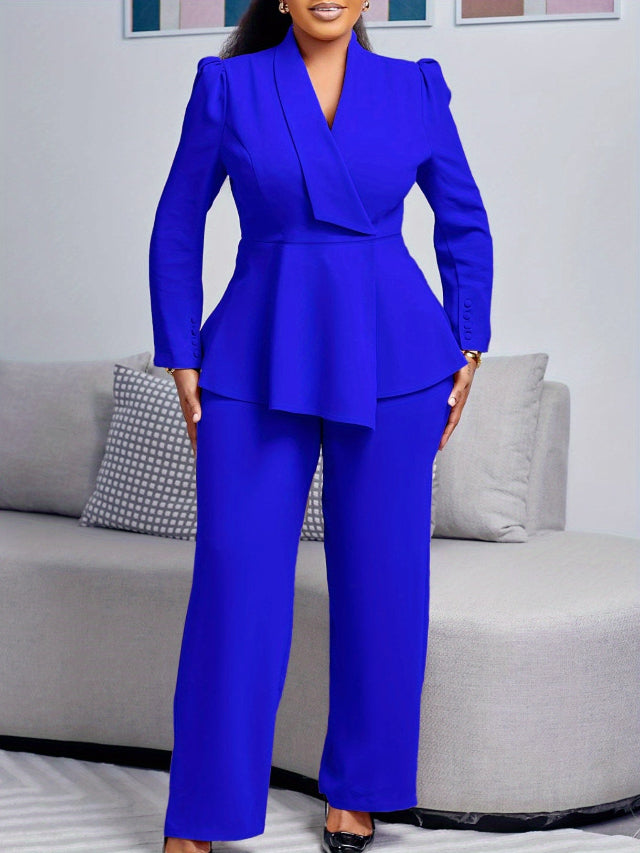 Solid Color Wide-leg Pants Suit
