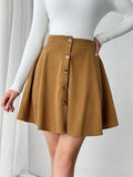 Buttoned Full Mini Skirt Caramel Trendsi Mini Skirt