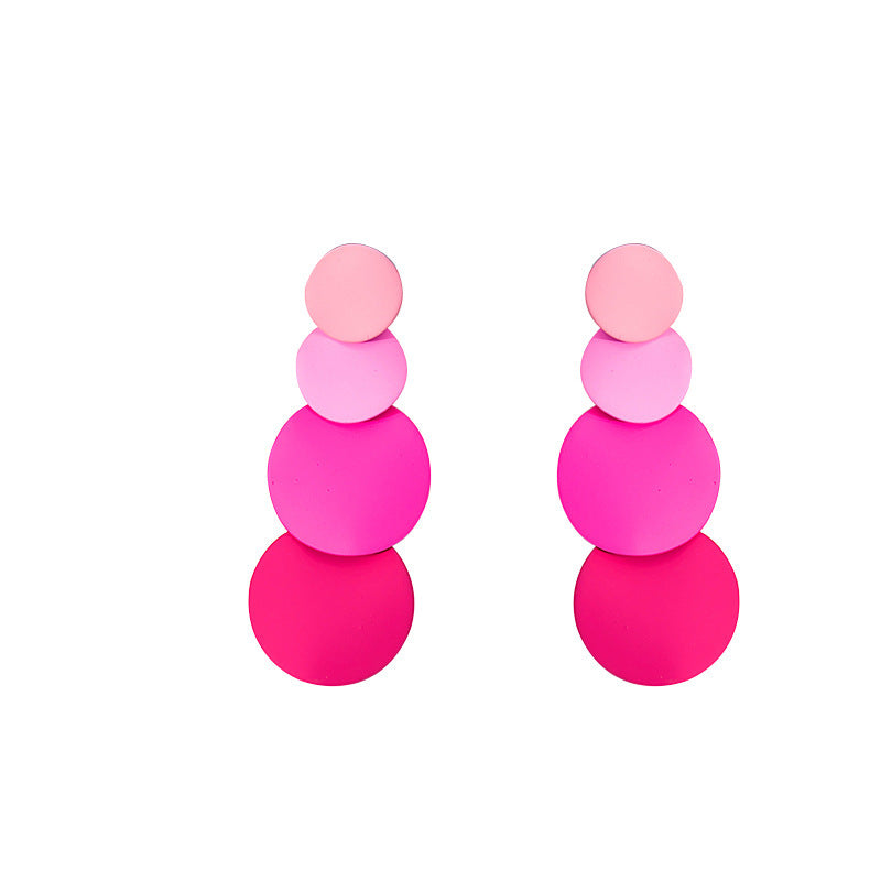 Macaron Wafer Tassel Stud Earrings Korean Style
