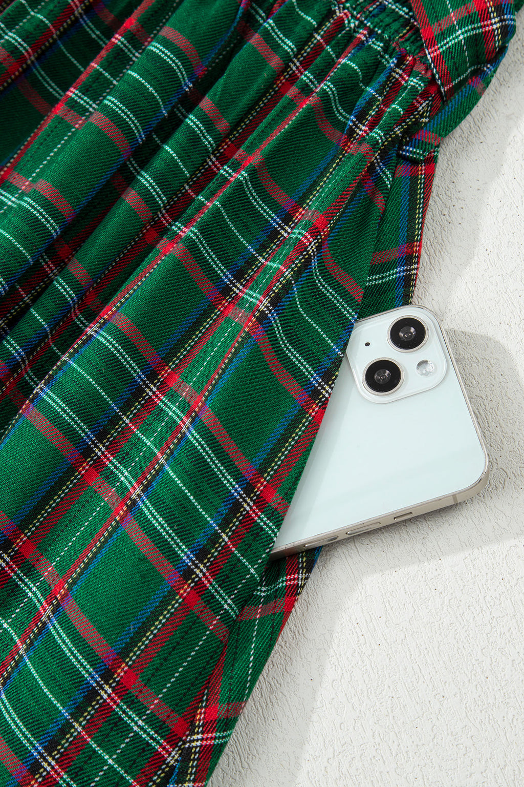 Tartan Plaid Square Neck Puff Sleeve Flared Midi Dress Bazaarre Mart Dresses/Maxi Dresses