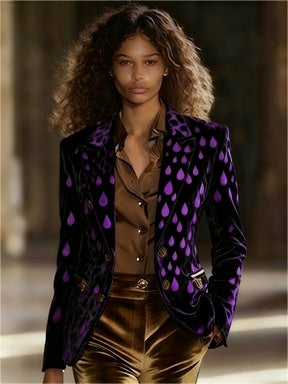 Fitted Vintage Velvet Print Blazer