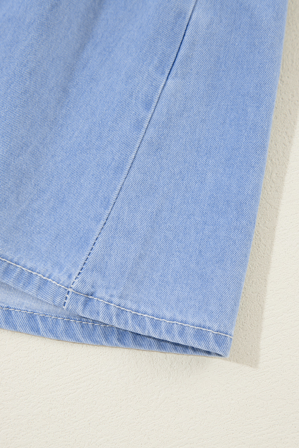 Light Blue 3/4 Puff Sleeve V Neck Tiered Ruffled Chambray Mini Dress