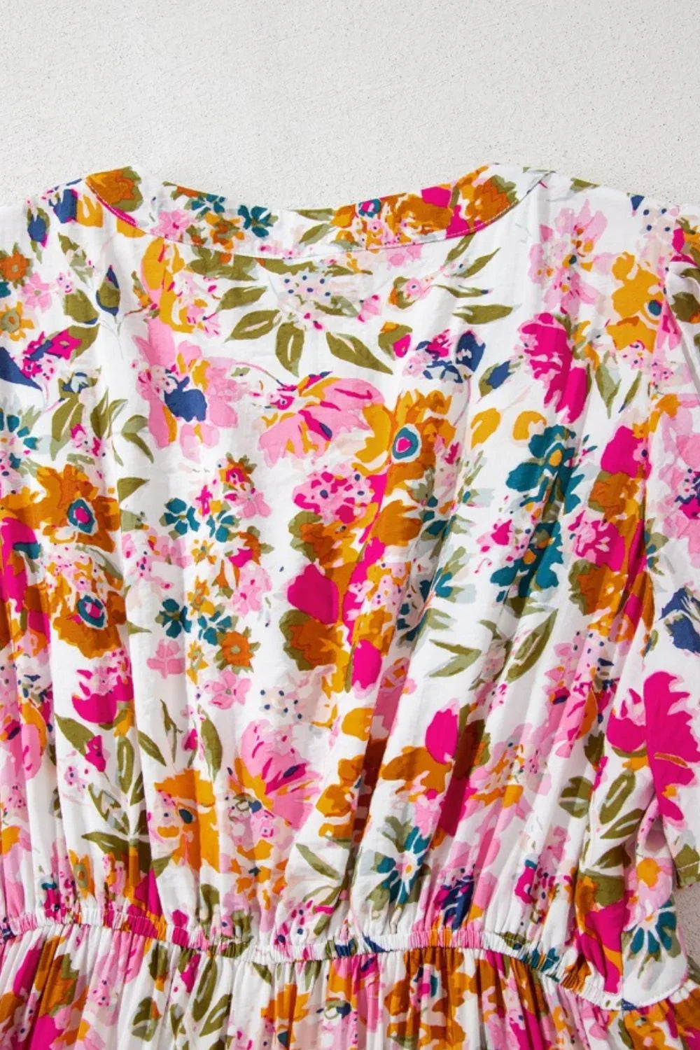 Floral Puff Sleeve Midi Dress with Pockets Bazaare Mart Floral Midi Dress