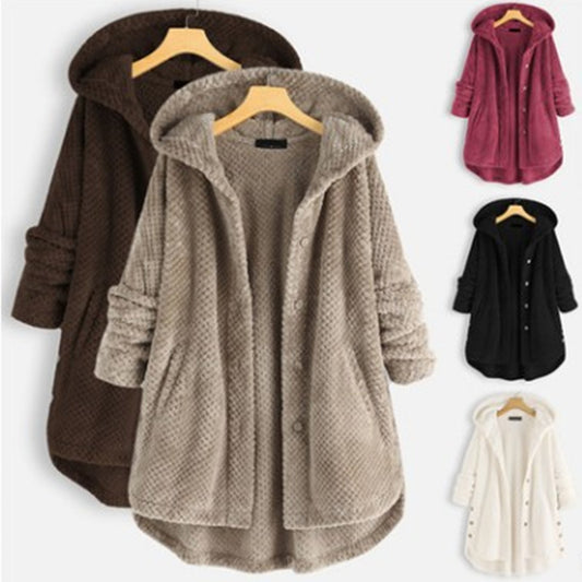 Women's Velour Hooded Swing Coat