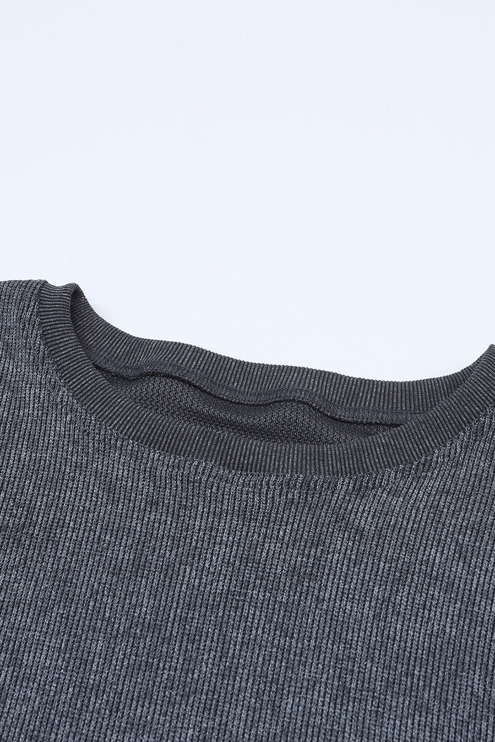 Plain Corded Crew Neck Sweatshirt