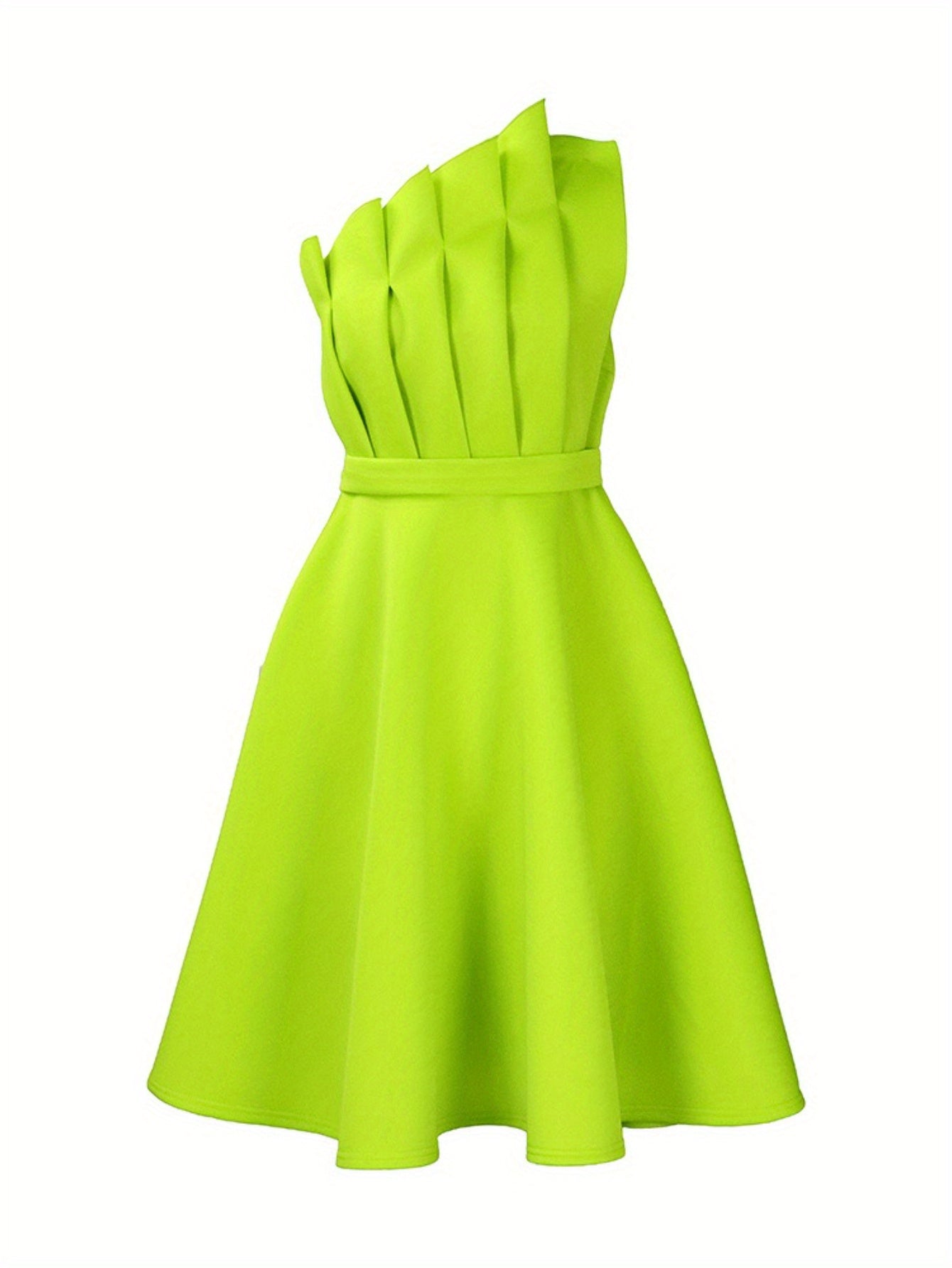 Pleated High-Waisted Bridesmaid Dress