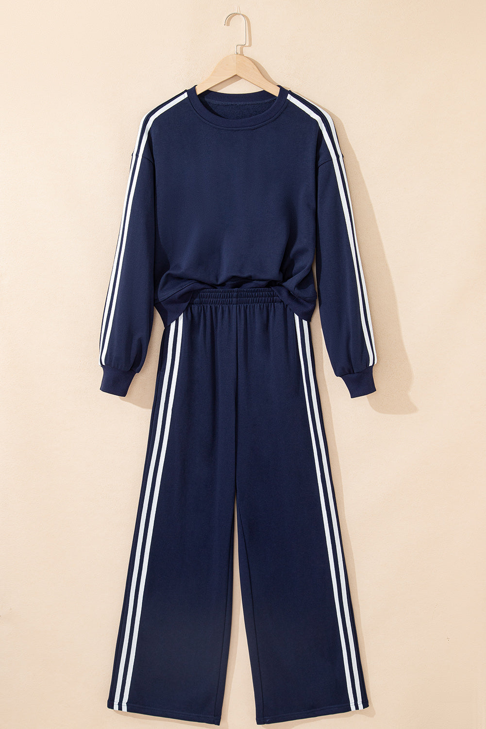 Navy Blue Varsity Striped Sweatsuit