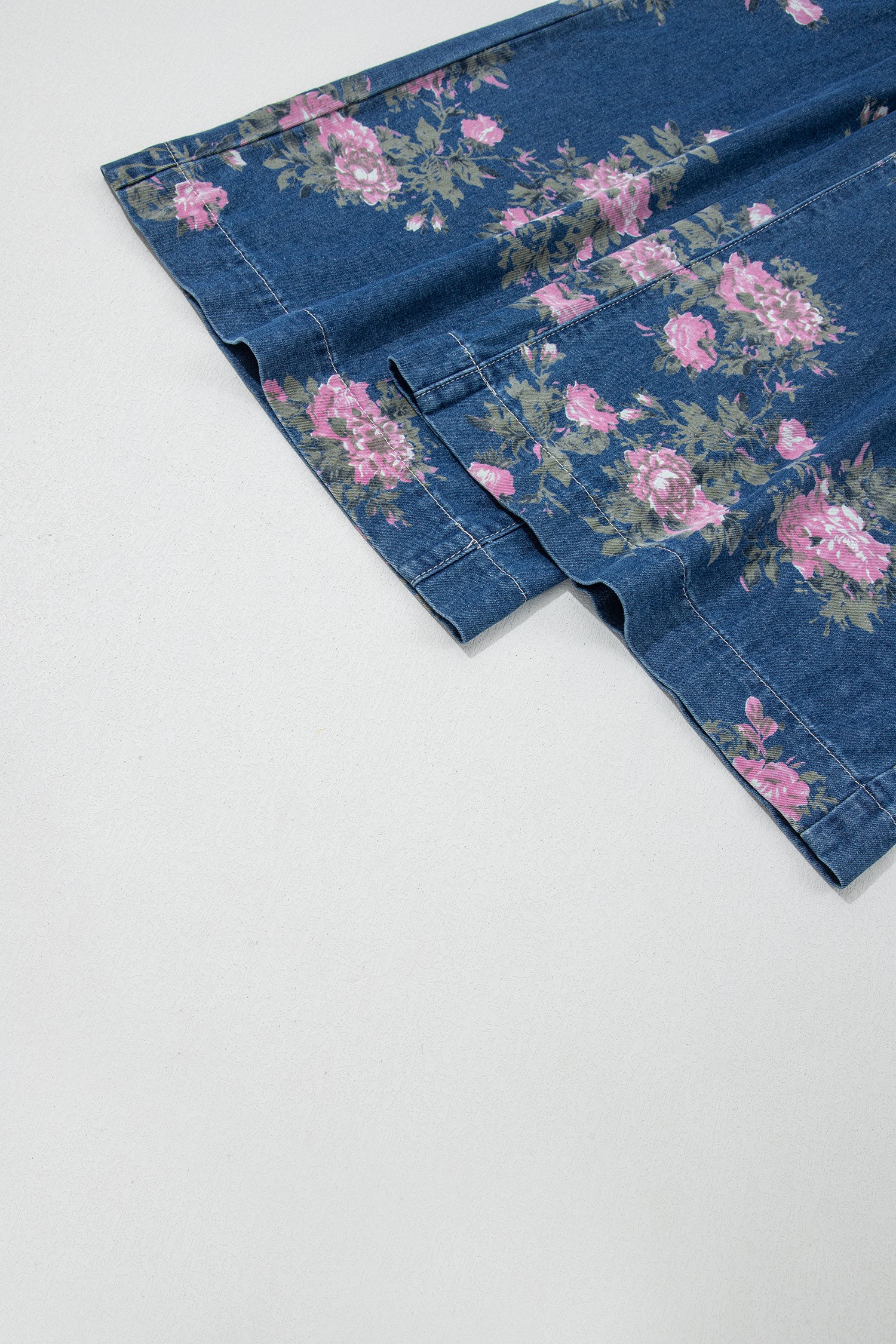Women’s Retro Floral Print Wide Leg Jeans – High Waist Drawstring Denim Pants Dear-Lover Dropshipping Bottoms/Jeans