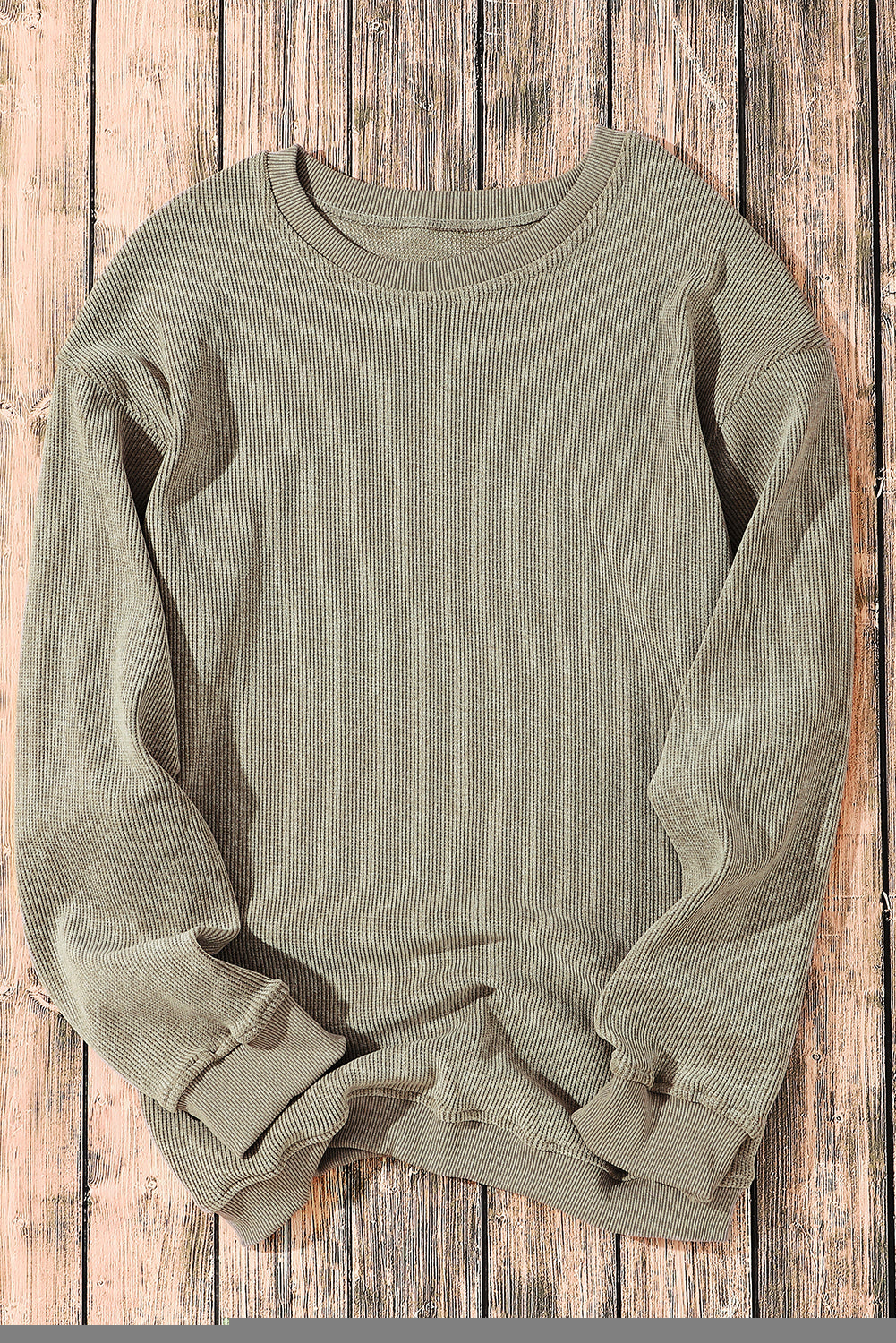 Plain Corded Crew Neck Sweatshirt