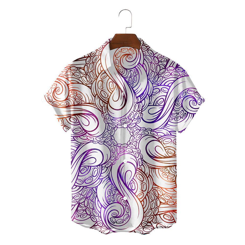 Short Sleeve Printed Button Up Casual Shirts