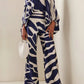 Abstract Print Satin 2pc Pants Sets Bazaare Mart 2 pc. Pants Outfit