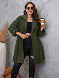 Army Green Roll Sleeve Trench Coat Green Trendsi Trench Coat