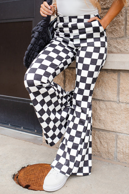 B&W Checkerboard Flare Pants