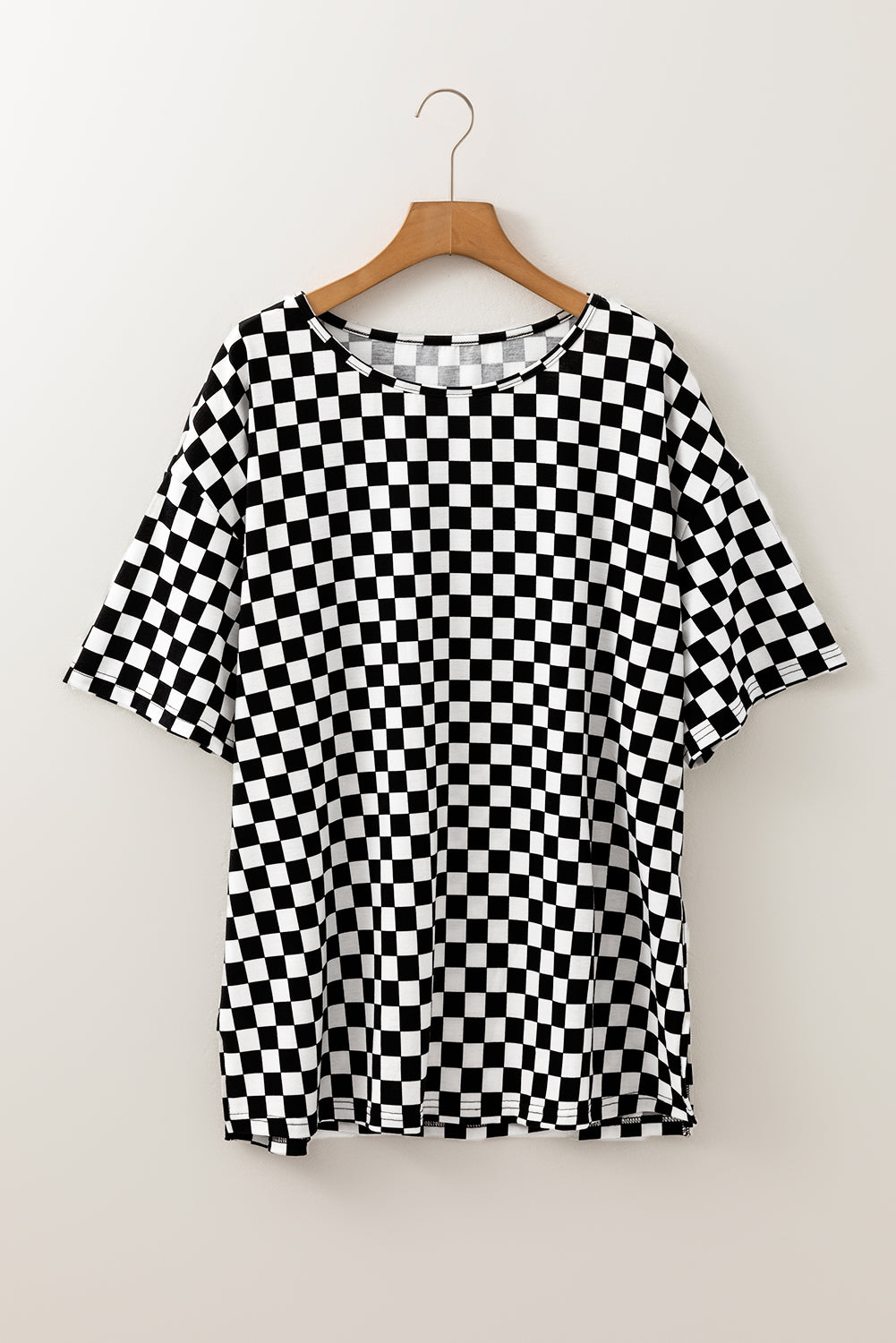 B&W Checkered Plus Size T Shirt